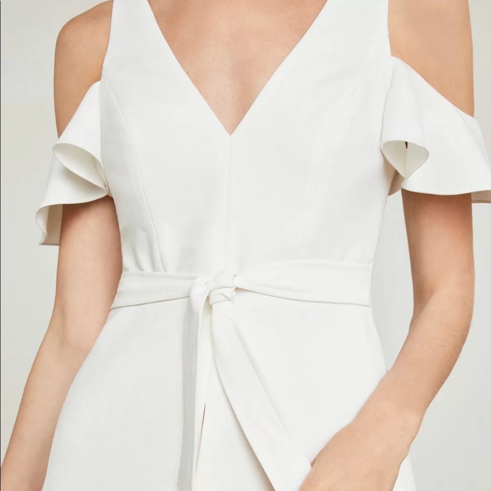BCBG MAXAZRIA Cold Shoulder Peplum Top SizeS White